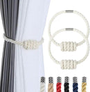 Fenghuangwu 2Pack Magnetic Curtain Tiebacks – Bohemian Style Handmade Woven Tie-Backs for Drapes,Elegant Exquisite Knot Holdbacks,Outdoor Boho & Modern Home Decor-Cotton by CozyNest Decor