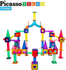 PicassoTiles 200pc Magnetic Marble Run Tiles Toy STEM Educational Race Track with Light Up Marbles Magnet Tile Building Blocks Maze Kit Sensory Pretend Play Toys for Toddlers Boys Girls Ages 3+ PTG200 by TinyTreasures Baby Boutique