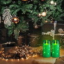 NURADA Flickering Flameless Candles: Built-in Star String Acrylic Battery LED Pillar Candles Candles with Remote and Timer for Home Party Weddings Christmas Halloween Decor -Green 2 Pack by CozyNest Decor