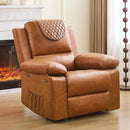 Recliner Chair with Electric Massage Adjustable Footrest & Heat, Manual Leather Recline for Adults Living Room Remote Control (Chestnut Brown) by CozyNest Decor