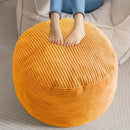 HIGOGOGO Round Stuffed Pouf Ottoman, Corduroy Poufs with Foam Chunk Filling, Furry and Fluffy Pouf Foot Stool Storage Ottoman, 26 X 18 Floor Poufs Foot Rest for Living Room, Orange by CozyNest Decor