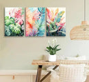 3pcs Framed Tropical Botanical Canvas Wall Art Monstera Leaves Posters Botanical Prints Bohemian style Wall Decor Pictures Palm Leaves Paintings for Bathroom living room Decoration by CozyNest Decor