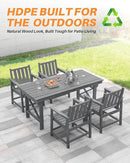 HDPE Outdoor Dining Table, 66.9” Rectangle Patio Dining Table for 6, All-Weather HDPE Outdoor Table with 2.2” Umbrella Hole, HDPE Patio Furniture for Deck, Backyard, Garden, Pool, Smoke Gray by CozyNest Decor