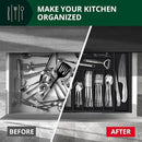 ROYAL CRAFT WOOD Luxury Bamboo Kitchen Drawer Organizer - Silverware Organizer - Utensil Holder and Cutlery Tray with Grooved Drawer Dividers for Flatware and Kitchen Utensils (9 Slot, Black) by CozyNest Decor