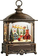Christmas Snow Globe Lantern Christmas Decorations Gifts Snowman Santa Claus Church Village Scene Musical Glitter Snowfall USB/Battery Timer 12 inch by CozyNest Decor