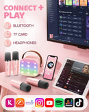 YLL Mini Karaoke Machine for Kids Adults: Portable Loud Speaker with 4 Wireless Microphones -Most Popular Birthday Party Gifts for Girls Boys 3, 4, 5, 6, 7, 8, 9, 10+ Year Old Toys (Pink-4 Mics) by TinyTreasures Baby Boutique