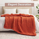Chunky Knit Throw Blanket, 30''*40'' Fall Throw Blanket Knitted Chenille Yarn for Bed Couch, Handmade Orange Crochet Big Thick Blanket, Machine Washable Cute Comfy Blankets for Home Decor by CozyNest Decor
