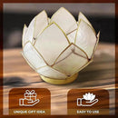 Blooming Lotus Capiz Shell Tealight Candle Holder, Handcrafted Decorative Tea Light Candleholder with Translucent Flower Petals for Ambient Illumination and Natural Elegance, Natural by CozyNest Decor