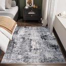 4x6 Rug Washable Boho Soft Area Rug Abstract Pattern Non-Slip Faux Wool Vintage Rug for Living Room, Bedroom Rug, Farmhouse, Dining Room, Kids Playroom, Grey and Black by TinyTreasures Baby Boutique