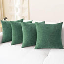 CaliTime Throw Pillow Covers Decorative 18 X 18 Inches Pack of 4 Cozy Chenille Cushion Cases for Couch Sofa Bed Living Room Home Dark Green by CozyNest Decor