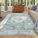 LIVEBOX Washable Area Rug 8x10 Rugs for Living Room Bedroom, Non-Slip Boho Indoor Carpet for Dining Room Office, Low-Pile Farmhouse Soft Carpets for Kids Nursery Room Playroom, Blue by TinyTreasures Baby Boutique