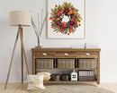 22 Inch Fall Chrysanthemum Wreath Harvest Floral Wreath with Apples Pinecones Berries and Eucalyptus Maple Leaves for Fall Thanksgiving Halloween Mantel Table Outdoor Front Door Wall Window by CozyNest Decor
