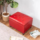 Joveco Leather Storage Ottoman, 24" Rectangle Square Bench Foot Rest Stool for Bedroom Living Room, Red by CozyNest Decor