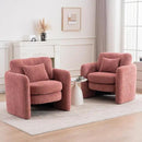 Chenille Accent Armchair Oversize Upholstered Barrel Comfy Modern Round Lounge Sofa Chair with Pillow Cozy Reading Chairs for Apartment,Office,Living Room,Dining,Makeup,Club,Pink 2SET by CozyNest Decor