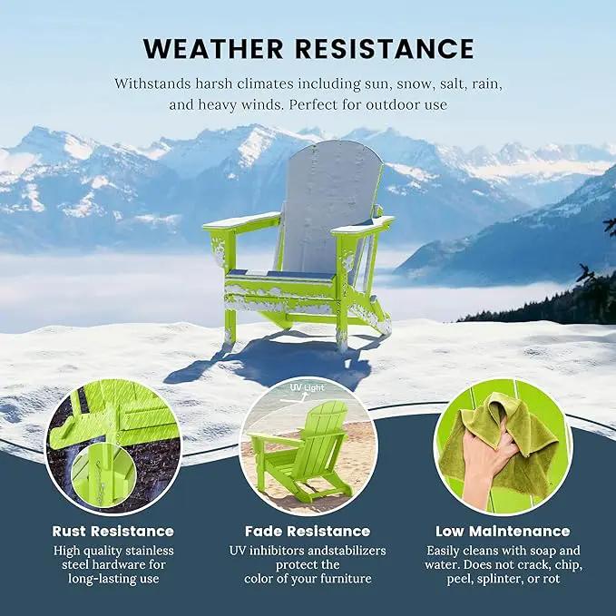 Westin Outdoors Laguna WO Home Furniture Adirondack Chair 2 PCS Set Outdoor Folding Patio Chair for Bon Fire Pit Garden Lawn Backyard Lounging Relaxing (Lime Green), photo 4 of 9