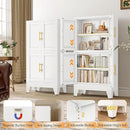 47.25" Metal Pantry Cabinet, Storage Cabinets with 4 Door and 2 Adjustable Shelves, White Bathroom Cabinet, Freestanding Cupboard for Kitchen Dining Living Room Bathroom by CozyNest Decor
