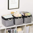 TheWarmHome Storage Basket for Organizing - 16x12x12 inch Cube Storage bin 3 Pack Fabric Storage Cubes, Collapsible Storage Box for Organizer Cloth Gift Toy Closet (Black & Grey) by TinyTreasures Baby Boutique