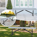 48" L Outdoor Steel Flat Bench, Heavy Duty Metal Park Bench for Outside, Expanded Metal, Commercial Benches Mesh Bench for Shopping Mall, Store, Lawn, Park, Patio, Deck, Garden (Grey, 6FT) by GreenHaven Gardens