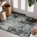 Washable Area Rugs 2'x3' Non-Slip Modern Abstract Soft for Living Room Entryway Bedroom Nursery, Print Pattern, Blue Black Teal by TinyTreasures Baby Boutique