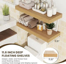 12 Inch Deep Floating Shelves | 30W x 12D Rustic Floating Shelves for Wall Set of 2 | Oak Shelves for Living Room Bathroom Laundry Room Bedroom Kitchen Home Office - Oak by CozyNest Decor