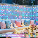 JMEXSUSS 300LED Easter Decorations Curtain Lights with Remote, 9.8x9.8ft Easter Sting Lights Plug in for Bedroom Wall Window Party Backdrop Porch Patio Garden Yard Indoor Outdoor Decor by CozyNest Decor