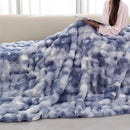 Tie-dye Blue Twin Cozy Faux Fur Blanket for Couch Bed Living Room 60x80 Furry Soft Fluffy Thick Warm Throw Blanket for Winter Home Gifts 860 GSM by CozyNest Decor