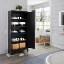 71'' Farmhouse Metal Storage Cabinet with Barn Doors,Steel File Cabinet for Home Office,Kitchen Pantry 4 Adjustable Shelves,Freestanding Cupboard for Kitchen,Home Office (Black) by CozyNest Decor