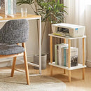 IBUYKE 2-Tier Side Table, Solid Wood Tall End Table with Storage Shelves, Nightstand Bedside Table for Living Room Bedroom Office, No-Tool Assembly, White UWST002W by CozyNest Decor