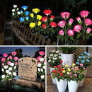 Solar Garden Lights - Realistic 10 Rose Waterproof Solar Powered Flowers for Outside Patio Yard Pathway Decorations, 2 Pack Pink by GreenHaven Gardens