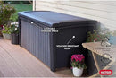 Keter Outdoor Storage Deck Box for Patio, Backyard & Garden, Borneo, 110 Gal, Grey - Lockable, Organizing, and Waterproof Plastic Container Bench by GreenHaven Gardens