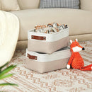 DULLEMELO Collapsible Fabric Storage Bins - Set of 2, 11.8x7.9x5.1 Inch, White & Khaki by TinyTreasures Baby Boutique
