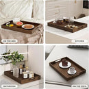 Axeman Wooden Serving Tray with Wood Handles|Ottoman Tray for Breakfast, Bed, Couch|17x12in Ash Wood Coffee Table Trays|Food Drinks Decorative Storage Boards for Ottoman Kitchen, Walnut by CozyNest Decor