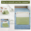 Large Fabric Storage Baskets | 50L Storage Bins, Decorative Linen Closet Baskets with Handles for Organizing, Shelf, Toys, Clothes, Home, Office, Nursery, 17x12x15Inches (Green&White) by CozyNest Decor