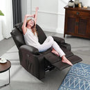 Power Recliner Chair with Heat and Massage, PU Leather Home Theater Seating with LED Lights/Cup Holders/Side Pocket/USB Port, Reclining Sofa Chair for Living Room(3, Brown) by CozyNest Decor