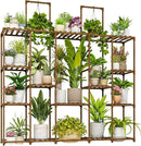 Bamworld Plant Shelf Large Plant Stand Indoor 62.2" Tall Outdoor Plant Holder Wood for Multiple Plants Hanging Plant Rack for Living Room Garden Balcony by GreenHaven Gardens