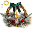 Christmas Door Wreath Lighted Xmas Wreaths - Walasis Winter Wreaths for Front Door Decor Outside Flocked Christmas Wreath Hanging with Lights for Wall by CozyNest Decor