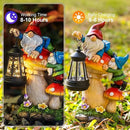 TIJNN Solar Garden Statue Gnomes Figurine Lights,Funny Gnomes Standing on Mushrooms with Lanterns, with Lanterns Outdoor Yard Decorations for Patio Porch Home, Garden Gifts for Women Mom by CozyNest Decor