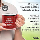 DISCOUNT PROMOS Custom Ceramic Campfire Coffee Mugs 13 oz. Set of 50, Personalized Bulk Pack - Perfect for Tea, Espresso, Cappuccino, Hot Cocoa - Red by TinyTreasures Baby Boutique