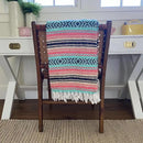 Del Mex Classic Mexican Blanket, Large Authentic Woven Falsa Throw (70"x50"), Artisan Southwest Décor for Beach, Yoga, Outdoors (Mint/Tan/Pink) by CozyNest Decor