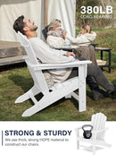 KINGYES HDPE Adirondack Chair, Classic All-Weather Outdoor Patio Adirondack Chair, White by GreenHaven Gardens