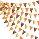 Fall Party Decorations Orange Gold Brown Metallic Fabric Triangle Pennant Banner Flag Bunting Garland for Autumn Fall Thanksgiving Wedding Birthday Bridal Shower Engagement Graduation Party Supplies by GreenHaven Gardens