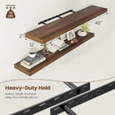 Wide Floating Shelves for Wall 12 Inch Deep, 48" X 12" X 2" Floating Shelf, 2 Inch Thick Shelf for Bathroom Bedroom Kitchen Book Room, Heavy Duty 75lbs Shelves for Farmhouse Decor Set of 2, Walnut by CozyNest Decor