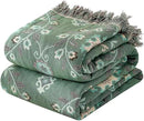 MSGKV Boho Throw Blanket for Couch Bed 100% Cotton Blankets Woven Green Blanket,Versatile Double Sided, Super Soft Warm Blanket 60''x 80'' by CozyNest Decor