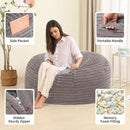 4FT Memory Foam Bean Bag Chair for Adults/Teens, Bean Bag Sofa with Fluffy Removable Cover, for Living Room Bedroom, Grey by CozyNest Decor