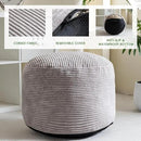 HIGOGOGO Round Stuffed Pouf Ottoman, Corduroy Poufs with Foam Chunk Filling, Furry and Fluffy Pouf Foot Stool Storage Ottoman, 26 X 18 Floor Poufs Foot Rest for Living Room, Grey by CozyNest Decor