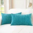 CaliTime Throw Pillow Covers Decorative 12 X 20 Inches Pack of 2 Cozy Chenille Cushion Cases for Couch Sofa Bed Living Room Home Lake Blue by CozyNest Decor