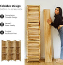 Room Divider with Shelves, 5.6 Ft Tall Folding Wood Screen with Double Hinges for Home Office Bedroom Hotel Decoration (6 Panels, Natural) by CozyNest Decor