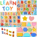 Wooden Puzzles for Toddlers, Voamuw Alphabet Number Shape Learning Education Preschool Toys for Kids Ages 3-6 Years Old (Set of 3) by TinyTreasures Baby Boutique