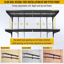 2-Pack 2 Tier 1.3x4ft Garage Shelving Wall Mounted, 800 lbs Load Capacity，15.6x48inch per Shelf Height Cassette Adjustable Floating Shelves(Black) by GreenHaven Gardens