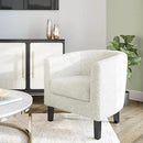 BELLEZE Accent Barrel Chair Set of 2, Linen Round Chair Club Tub Sofa Corner Chair with Flared Legs and Cozy Soft Padding for Living Room Bedroom Waiting Room - Teddy White by CozyNest Decor